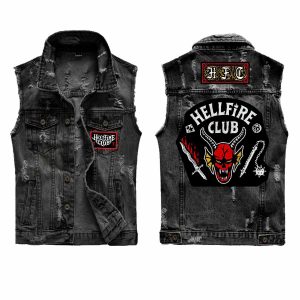 Stranger Things - Hellfire Club (Denim Sleeveless Jacket) JET BLACK