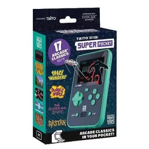 The Evercade Taito Super Pocket is a compact handheld gaming console featuring 18 classic Taito arcade games, including Space Invaders, Bubble Bobble, and Rastan. With a 2.8-inch IPS screen, USB-C charging, and Evercade cartridge compatibility, it’s the perfect portable retro gaming experience.