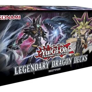 Legendary Dragon Decks is a Yu-Gi-Oh! collector’s set featuring three powerful pre-built decks, inspired by the legendary dragons of Yugi, Kaiba, and the Supreme King. This set includes Dark Magician the Dragon Knight, Cyber Dragon support, and powerful Fusion cards for Dragon-based strategies. Perfect for collectors and duelists looking for ready-to-play decks with iconic dragons!
