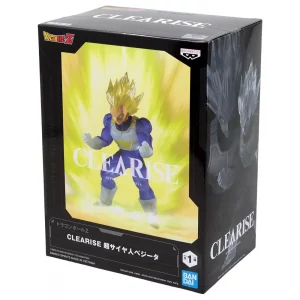 The Banpresto Dragon Ball Z Super Saiyan Vegeta Clearise Figure features stunning translucent effects, premium sculpting, and dynamic detailing that bring the Saiyan Prince to life. This high-quality collectible showcases Vegeta in his Super Saiyan form, making it a must-have for Dragon Ball fans and collectors.