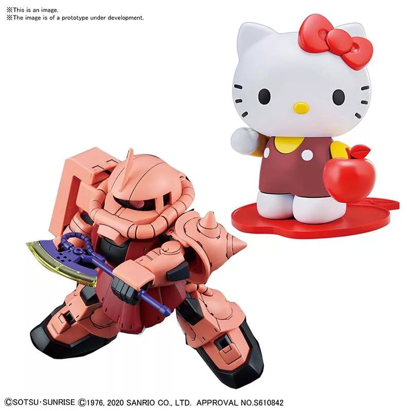 The SD Cross Silhouette Hello Kitty Char’s Zaku II is a unique Gunpla and Sanrio crossover, featuring Hello Kitty piloting Char Aznable’s iconic red Zaku II. This fun and customizable model kit includes both SD and Cross Silhouette frames, allowing for different proportions and articulation styles.