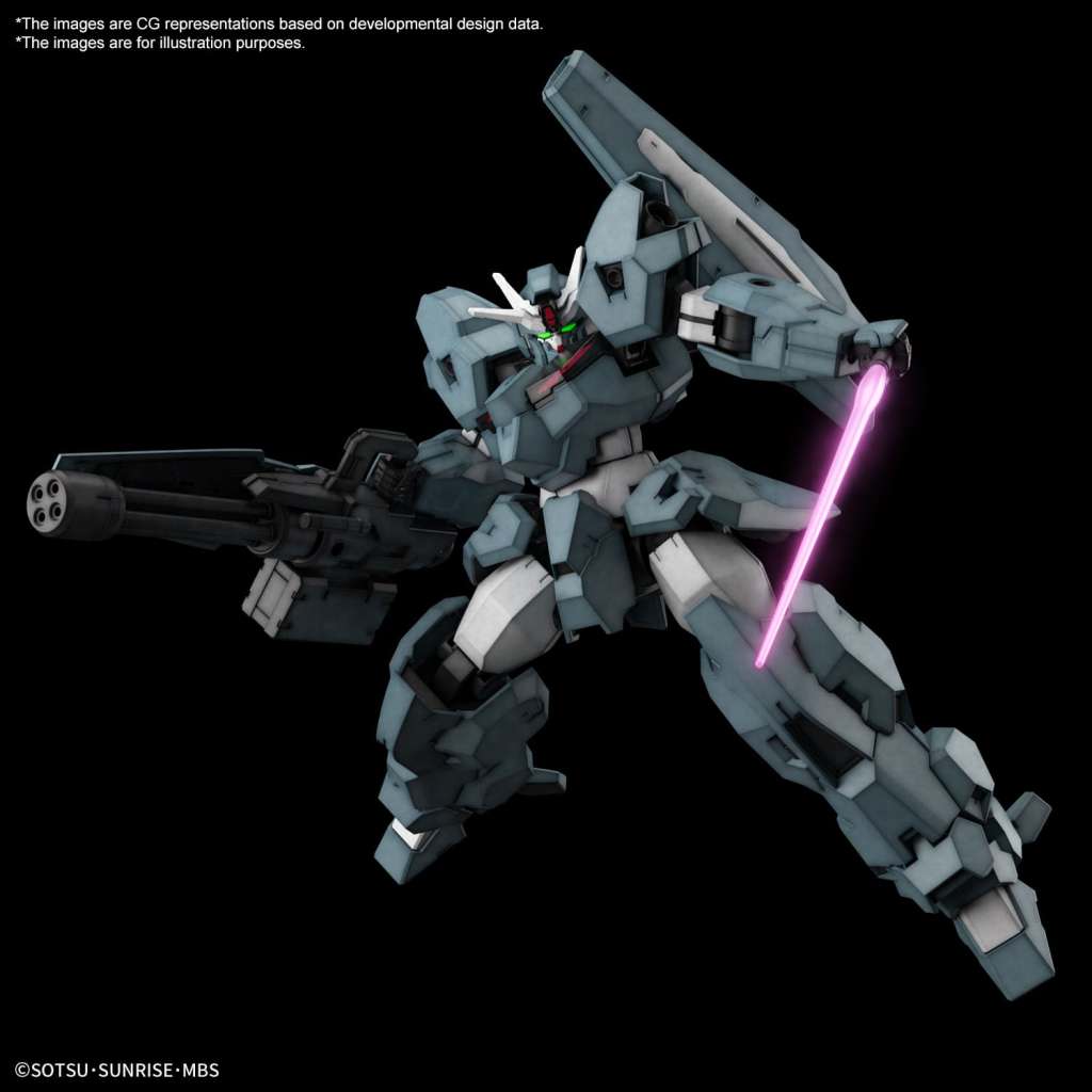 The HG 1/144 Gundam Lfrith Ur from Mobile Suit Gundam: The Witch from Mercury features a robust design, dynamic articulation, and a distinctive teal color scheme. Equipped with a beam gatling gun and dual beam sabers, it's a formidable addition to any Gunpla collection.