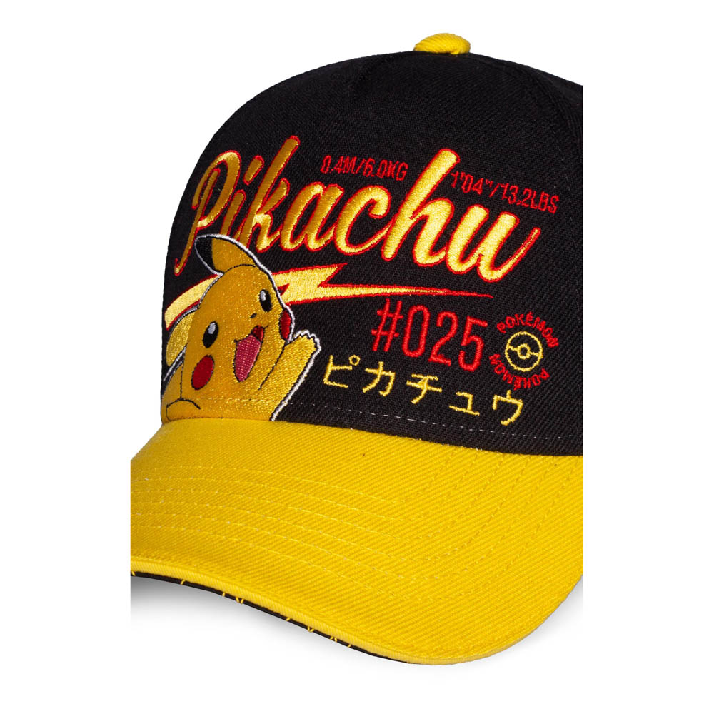 Close-up of Pokémon Pikachu embroidered cap front artwork