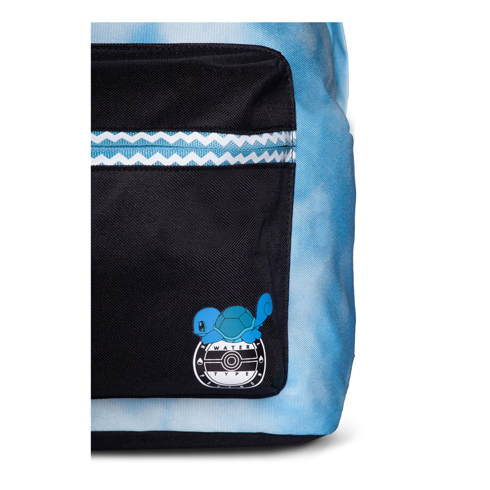 Close-up of Pokémon Squirtle backpack front pocket artwork