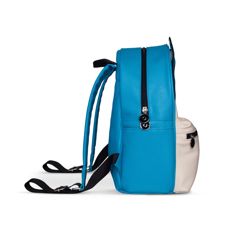 Side view of Pokémon Snorlax mini backpack with Poké Ball zip pullers