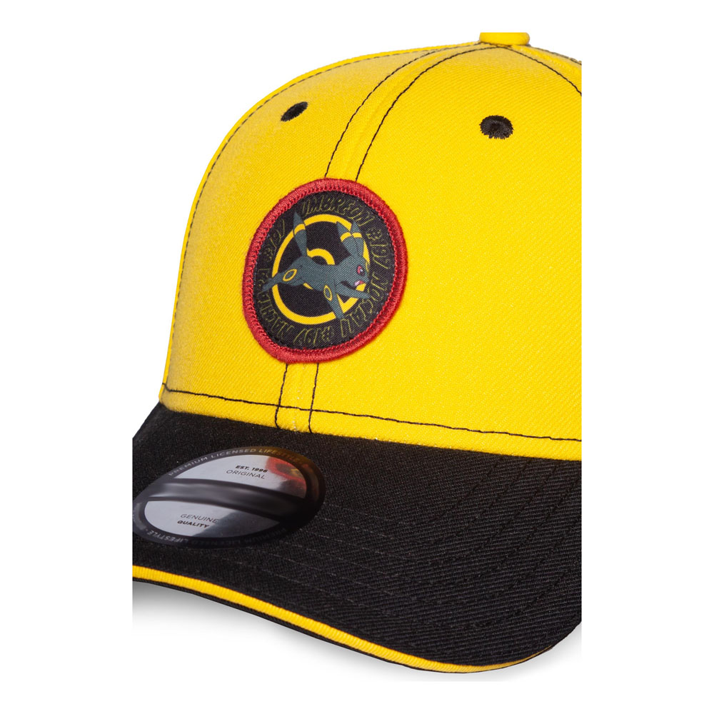 Close-up of Pokémon Umbreon patch snapback cap front logo