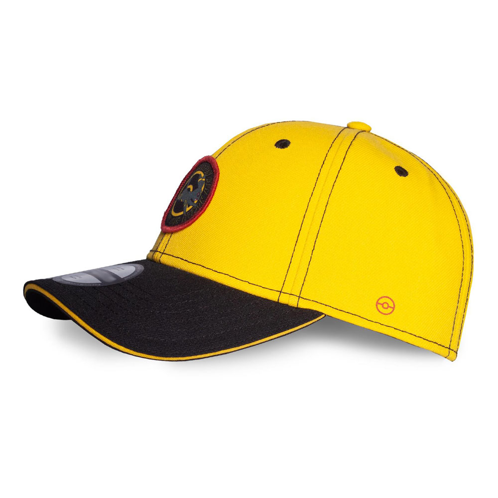 Side view of Pokémon Umbreon snapback cap with black curved brim