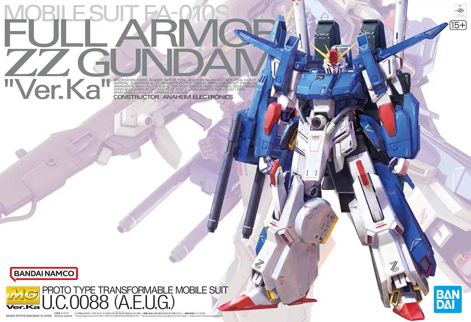 MG Gundam ZZ Full Armor Ver. Ka 1/100 Model Kit - Image 3