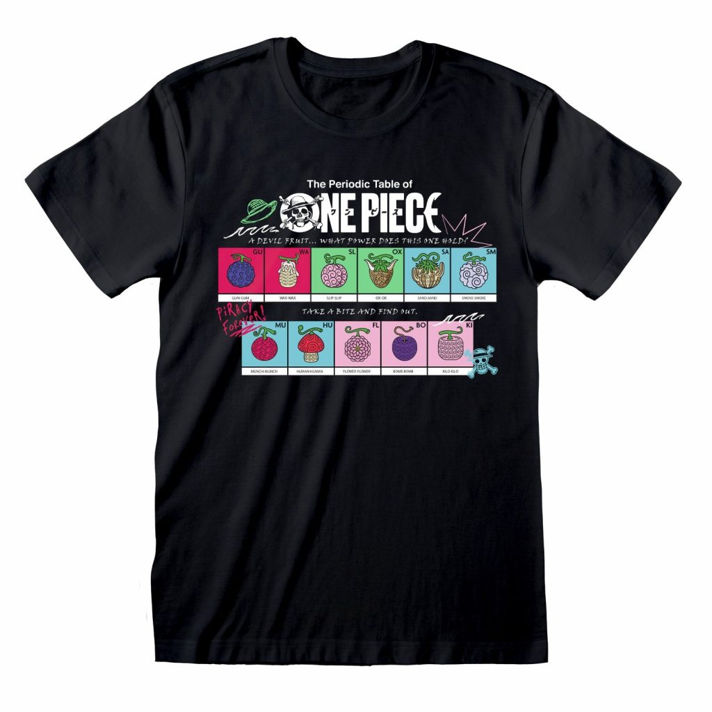 One Piece Devil Fruit Periodic Table Black Unisex T-Shirt
