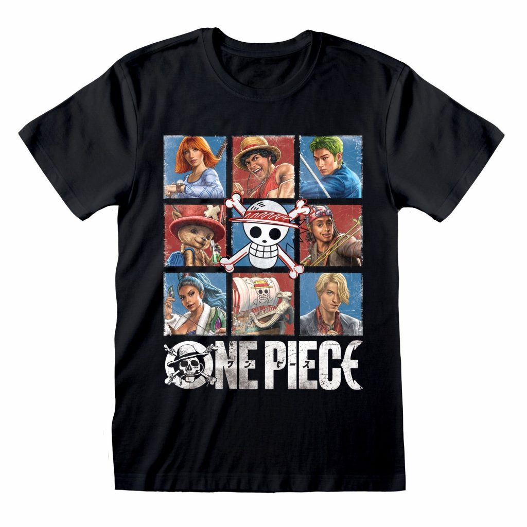 One Piece Straw Hat Pirates Squares Black Unisex T-Shirt