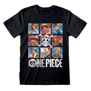 One Piece Straw Hat Pirates Squares Black Unisex T-Shirt