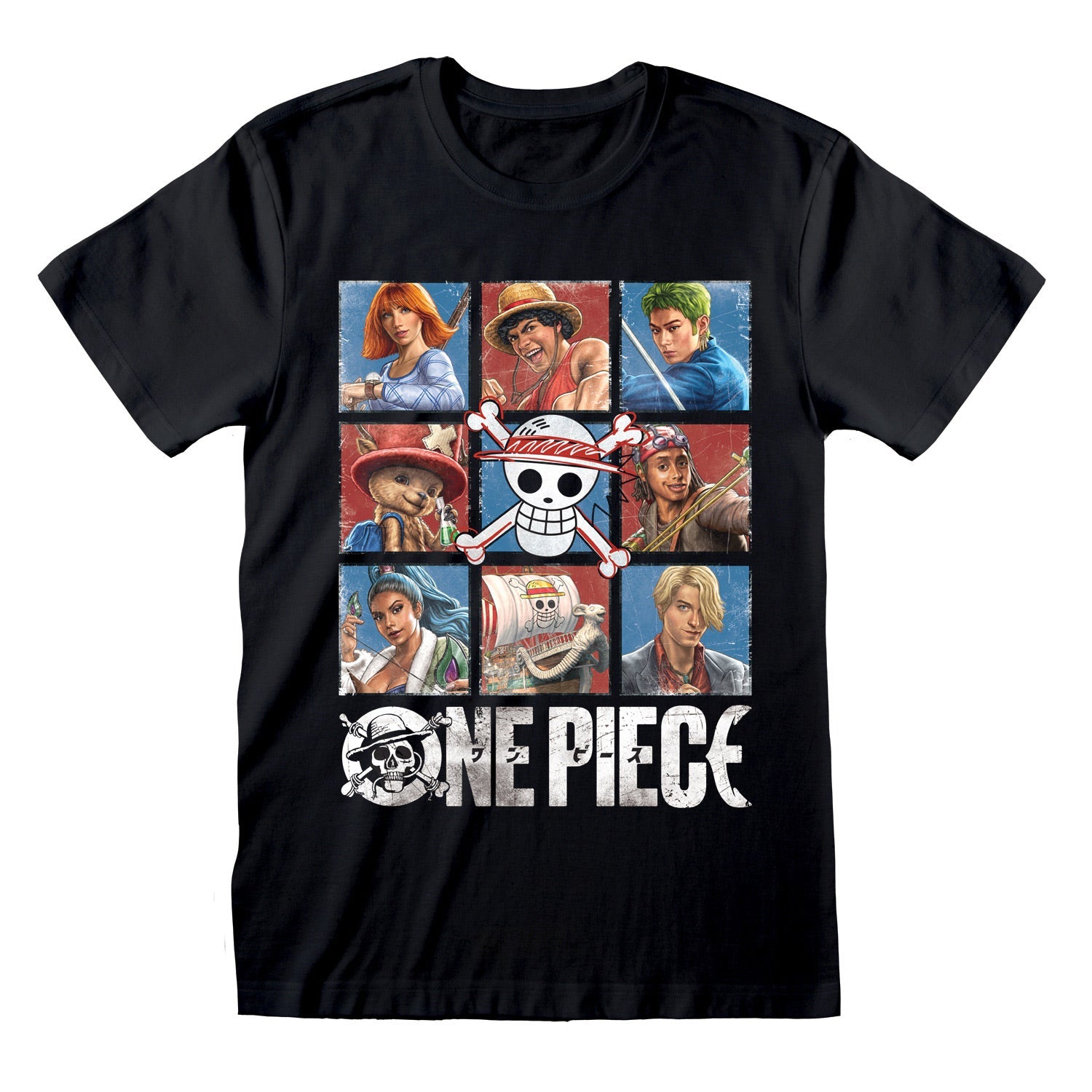 One Piece Straw Hat Pirates Squares Black Unisex T-Shirt