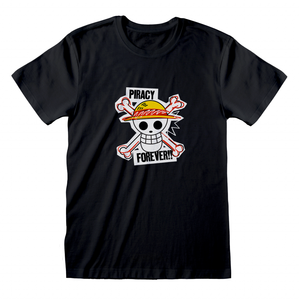 One Piece Piracy Forever Black Unisex T-Shirt